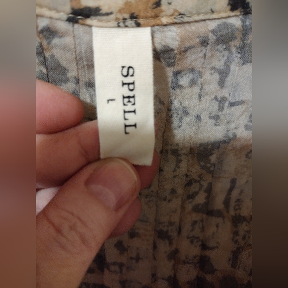 Spell Animal Print Tie Blouse, L - Picture 12 of 17